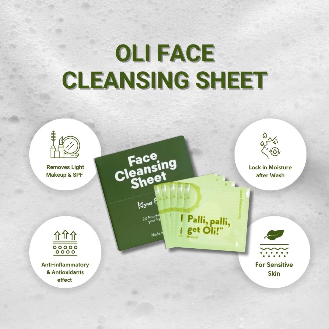 Kyut Skin Oli Facial Paper Soap, Cleansing Melts Face Cleanser | Water-Activated Face Wash to Remove SPF and Light Makeup | Natural Dry Sheet - Travel Size, Compact & Easy - 20pcs