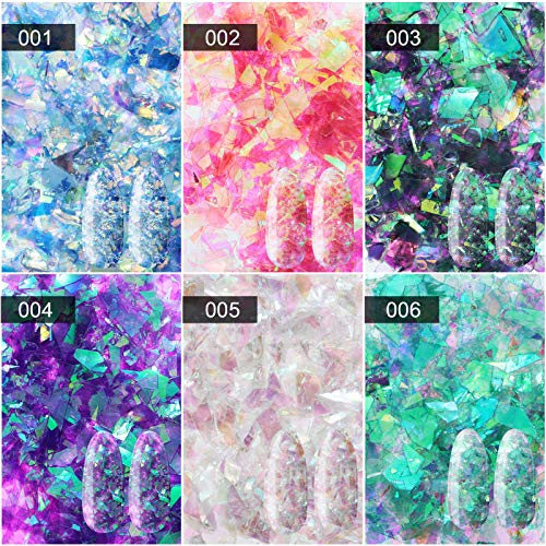 Mermaid Iridescent Chunky Glitter Flakes Chrome Nail Sequins Aurora Holographic Mermaid Nail Glitter Flakes Glitters Chunky Iridescent Flakes for Face Eyes Body Hair Nail Decoration(12 Boxes)