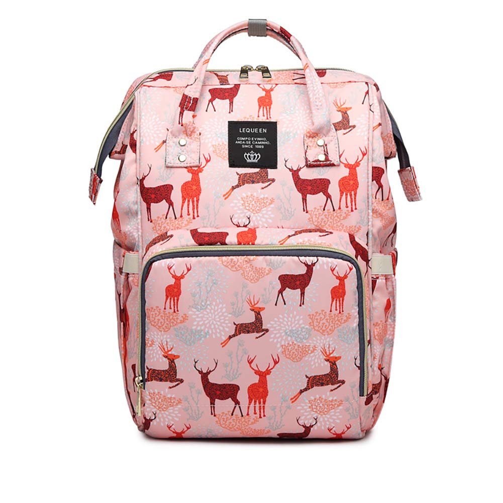 Starte Deer Cartoon Diaper Bag for Mom/Dad,Waterproof Travel Backpack,Spacious Tote Shoulder Bag Organizer,Pink