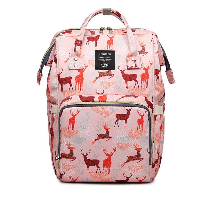 Starte Deer Cartoon Diaper Bag for Mom/Dad,Waterproof Travel Backpack,Spacious Tote Shoulder Bag Organizer,Pink