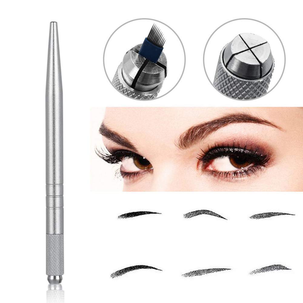 Pinkiou 3D Microblading Pen Silver Manual Tattoo Eyebrow Pen 5 Pieces For Permanent Makeup Supplies Machine Tool