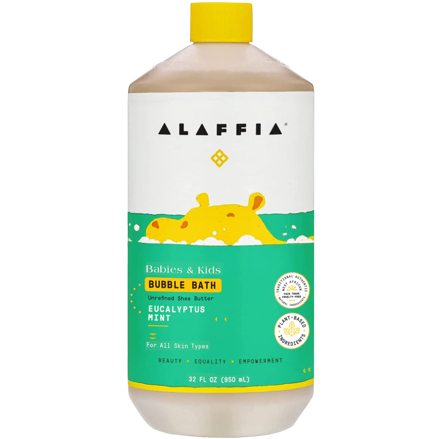 Alaffia Every Day Shea Moisturizing Shea Butter Bubble Bath For Babies, Eucalyptus Mint 32 Oz