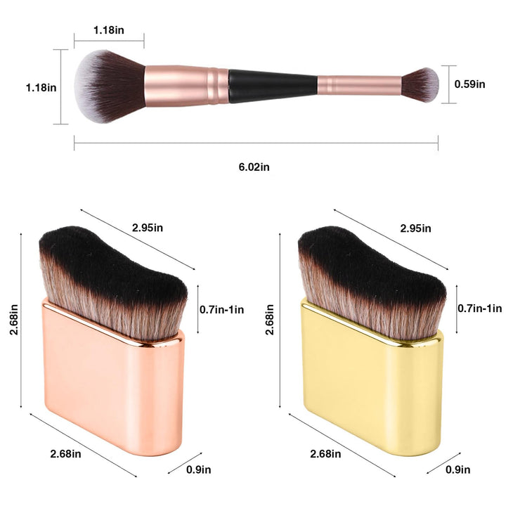 3 Pcs Makeup Brushes Dual-ended Foundation Pro Facial Palm Brush Self Tan Blend Body Eyes Legs Highlight Contouring Liquid Cream Powder Tool