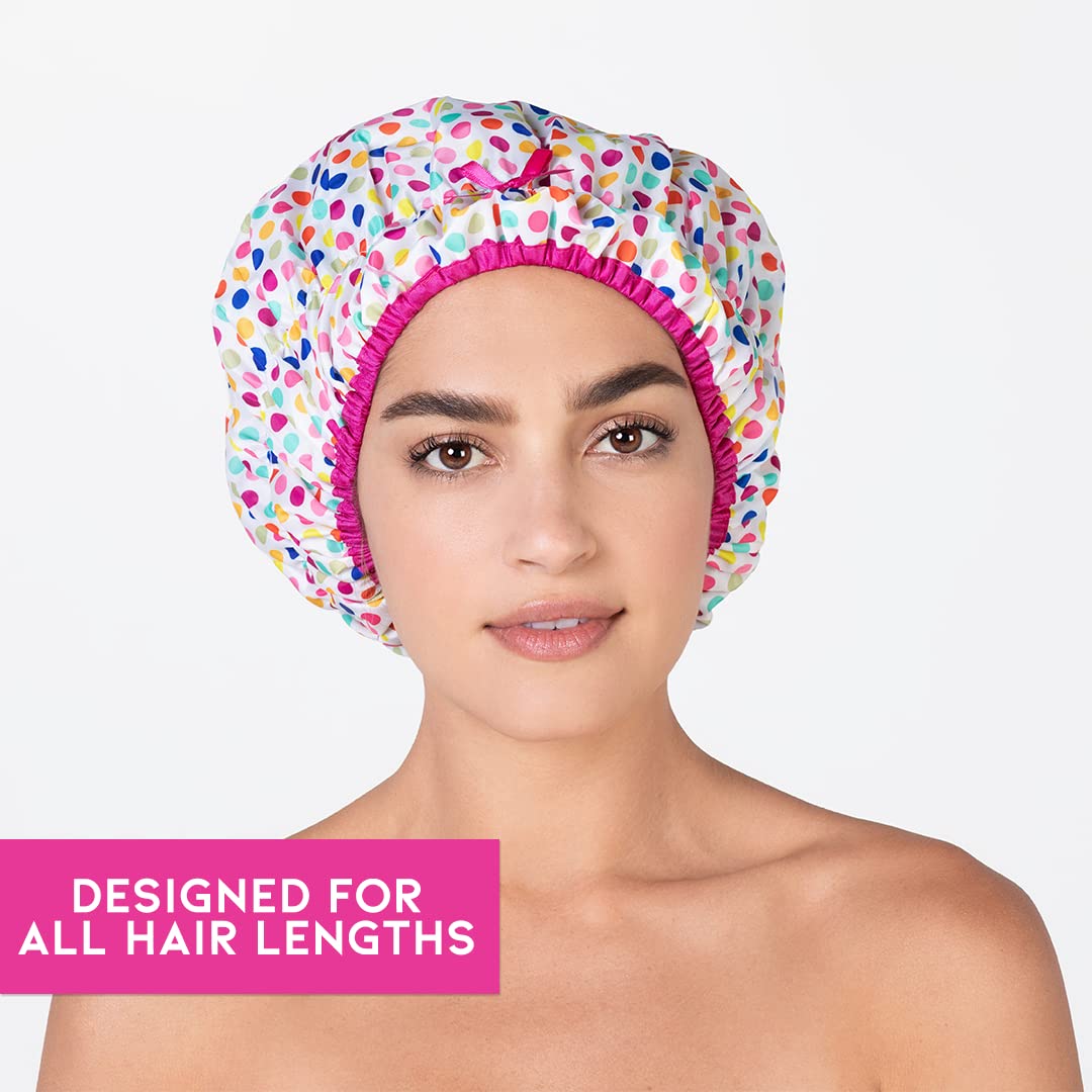 Reusable Shower Cap & Bath Cap & Lined, Oversized Waterproof Shower Caps Large Designed for all Hair Lengths with PEVA Lining & Elastic Band Stretch Hem Hair Hat - Fashionista Showered With Kisses