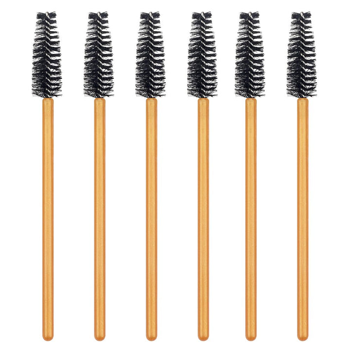 Mekupeu Gold/Black-300Pcs: 300 Pack Mascara Wands Disposable Eye Lash Brushes Applicator For Eyelash Extensions Makeup Tool Bulk, Gold/Black