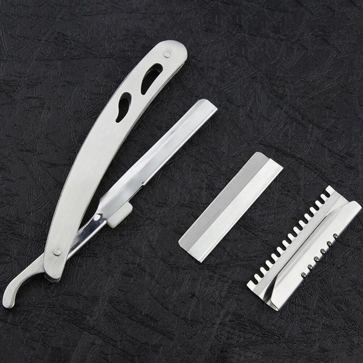 Lurrose Manual Razor Full Stainless Steel Vintage Include Blade Foldable Barber Razor Scraper Razor Beard Salon Haircut Tools for Men Use