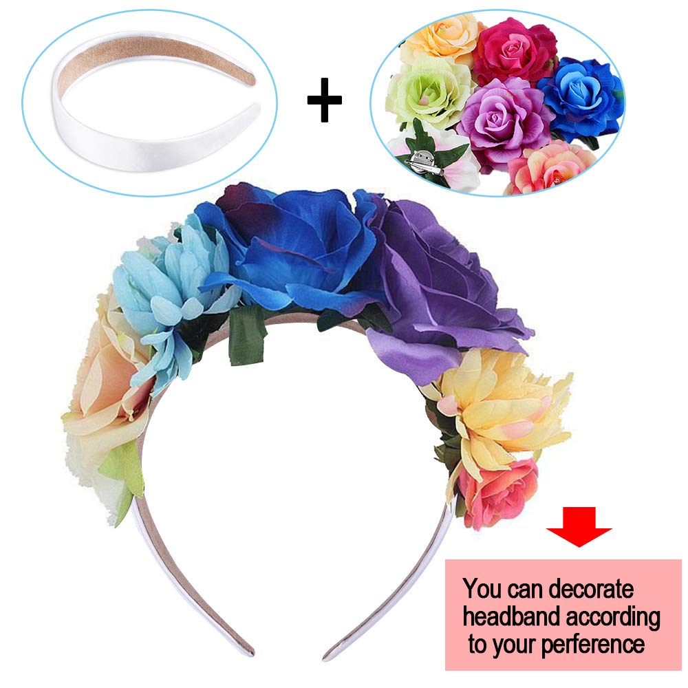 SIQUK 14 Pieces Satin Headbands White Ribbon Headband 1 Inch Plain DIY Hair Bands for Women and Girls: White