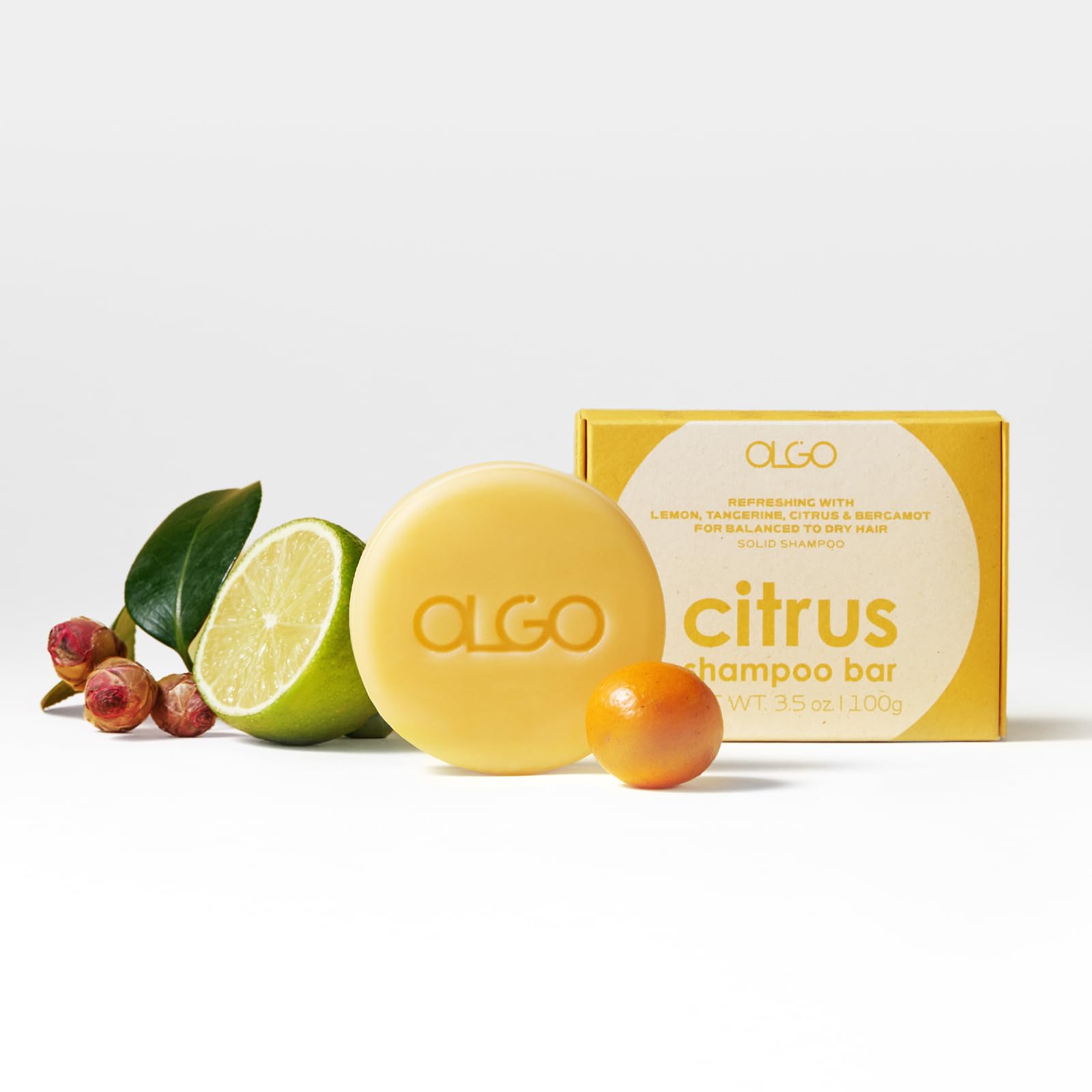 OLGO Citrus Shampoo Bar 3.5oz - Soap free solid shampoo bar for normal to dry, thin hair | Citrus, Argan oil, Jojoba oil, Shikakai | Vegan, Sustainable formula - no Sulfates, parabens, phthalates