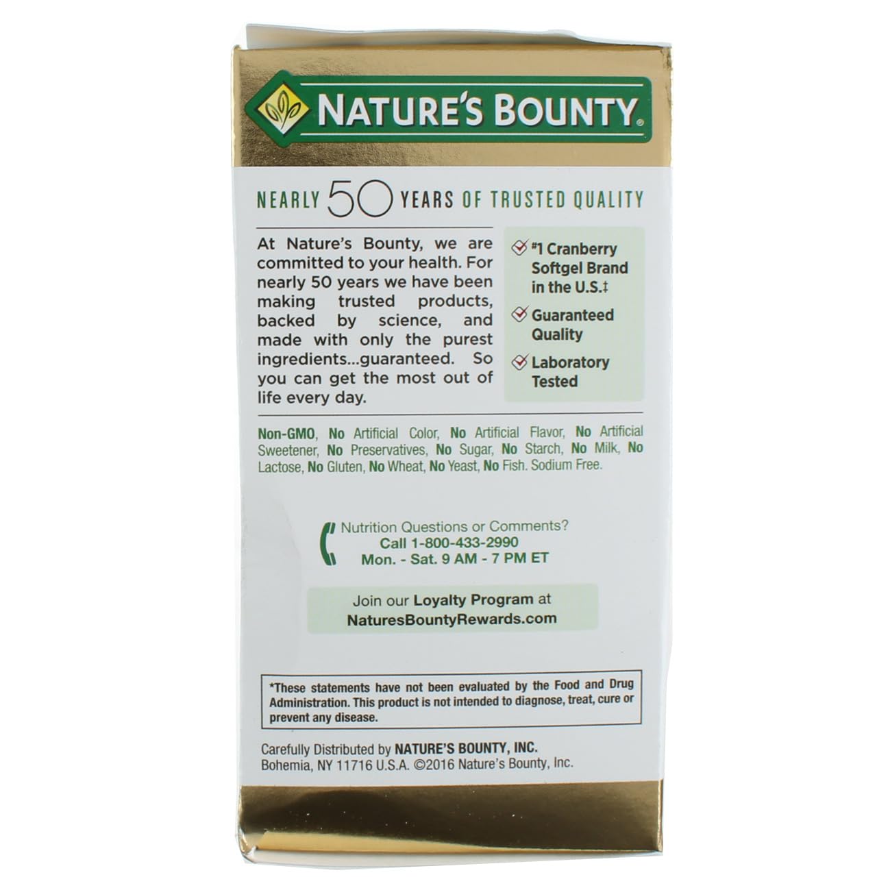 Nature's Bounty Cranberry Dietary Supplement 60 Soft Gels