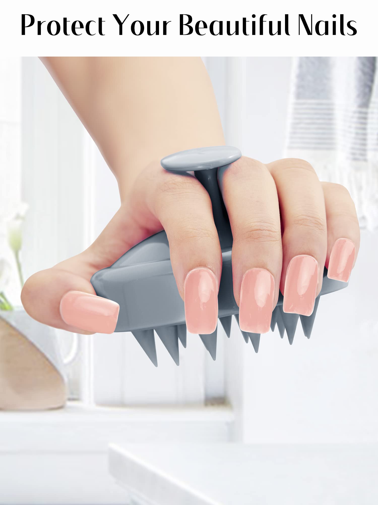 Hair Shampoo Brush, HEETA Scalp Care Hair Brush with Soft Silicone Scalp Massager (Sky Gray)