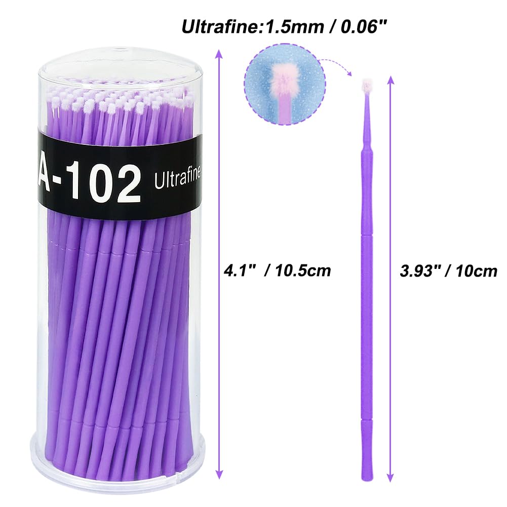 Shintop 400pcs Disposable Micro Applicator Brushes Great for Dental / Oral / Makeup (Purple, 1.5mm)
