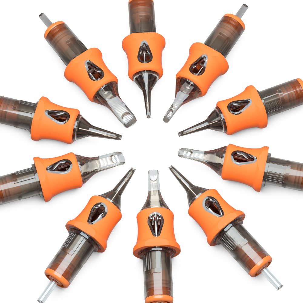 BEZTAT Ultra Premium Professional Cartridge Needles w/Grip & Machine Covers Sleeves #12 Round Shader 20 Pack (1208RS)