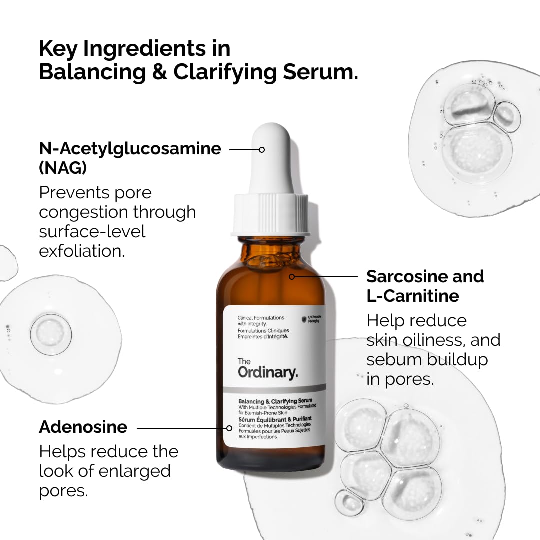 The Ordinary Balancing & Clarifying Serum, Multi-Active Solution for Oil Control and Pore Refinement, 1 Fl Oz