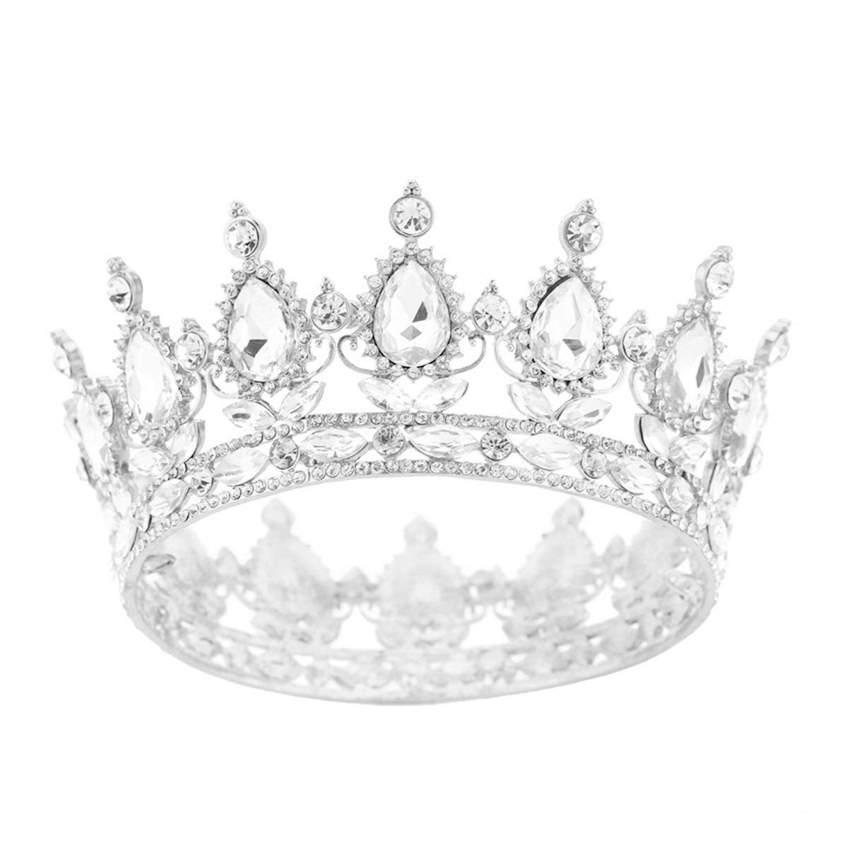 SSNUOY Silver Diamond Shape Tiara for Brides Pageant Crowns