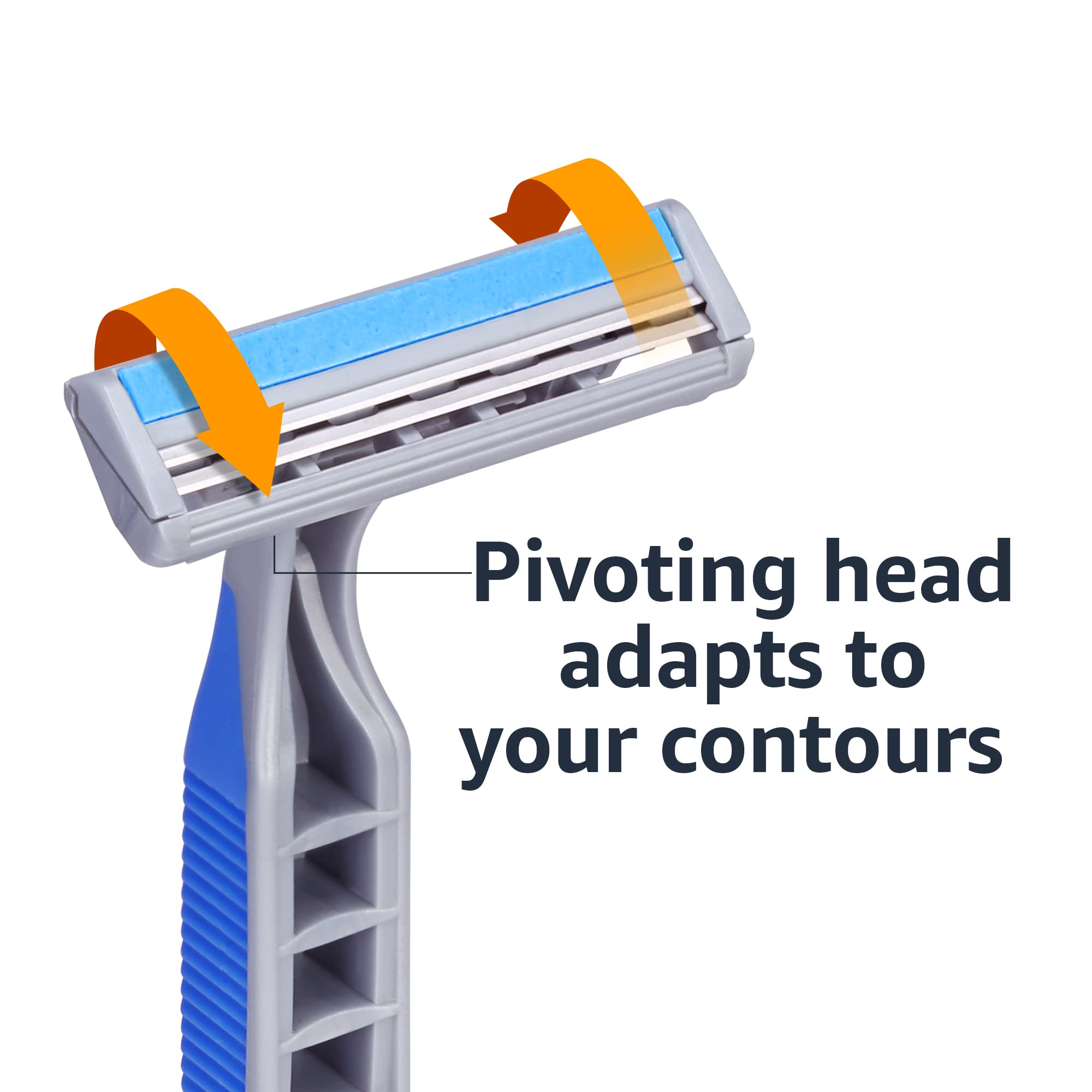 Amazon Basics Twin Blade Pivoting Disposable Razors with Rubber Grip, 32 Count, 1-Pack (Previously Solimo)