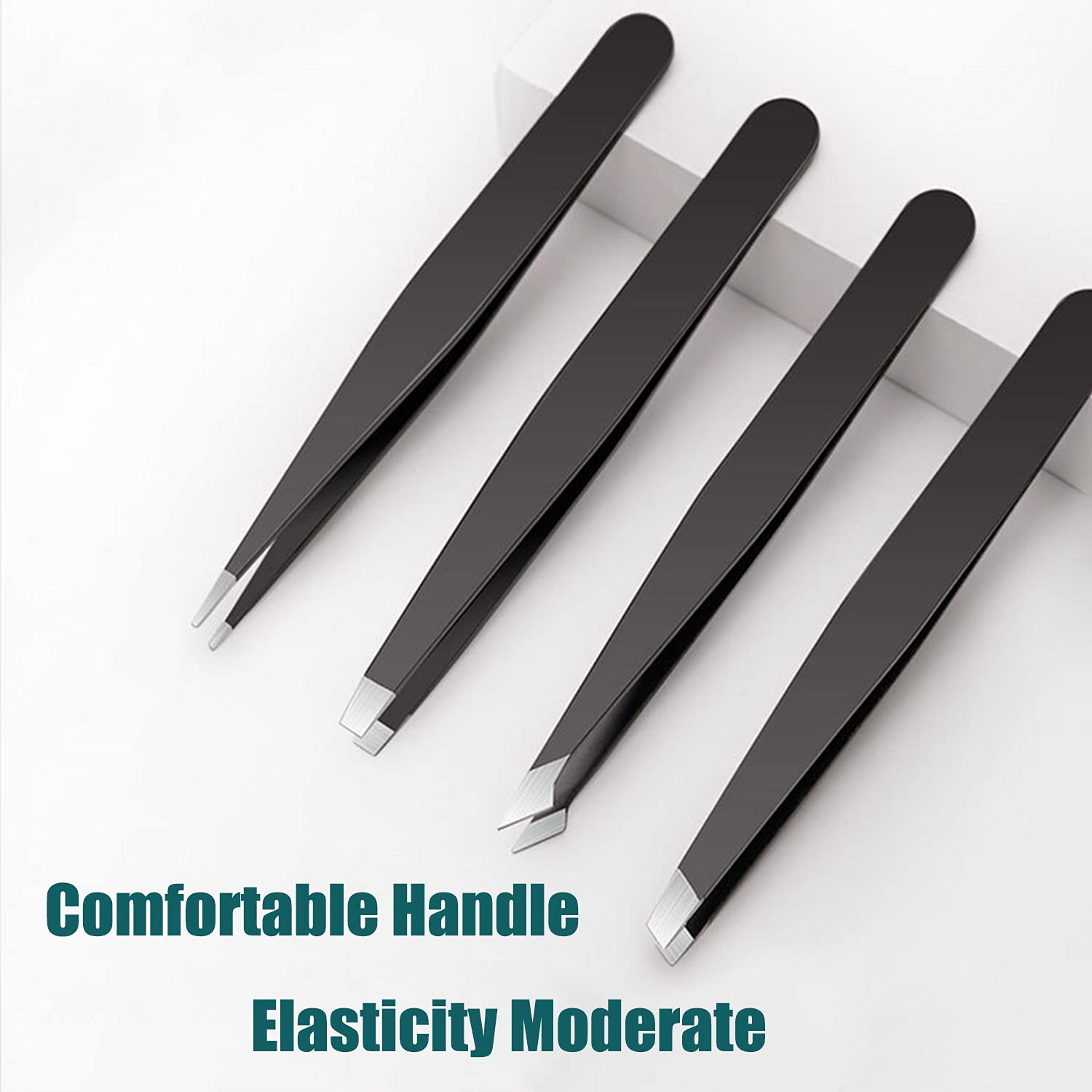 LUDOUPIER [4+1 Pieces] Tweezers Set with Travel Case, Great Precision Upgrade Professional Anti-rust Alloy Tweezers for Women & Men Multi-purpose as Eyebrows Facial Hair Ingrown Hair Removal