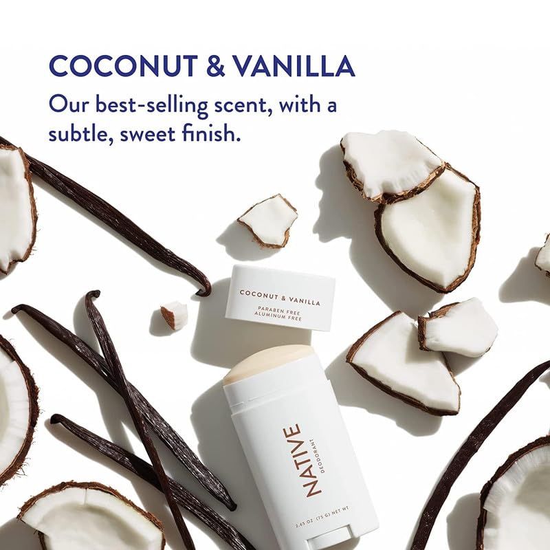 Native Deodorant - Natural Deodorant - Vegan, Gluten Free, Cruelty Free - Free of Aluminum, Parabens & Sulfates - Born in the USA - Coconut & Vanilla