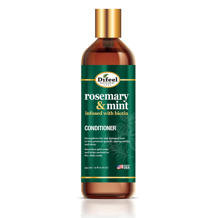 Difeel Elevated Rosemary Mint Hair Conditioner with Biotin 12 oz. - Made with Natural Rosemary & Mint to Strengthen Dry, Damaged Hair, Promote Growth, Smooth Split Ends & Moisturize Dry Scalp
