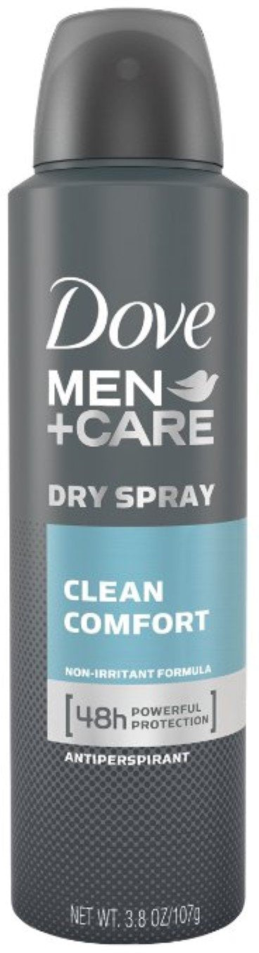 Dove Men + Care Dry Spray antitranspirante, Clean Comfort 3,8 oz (2 Pack)