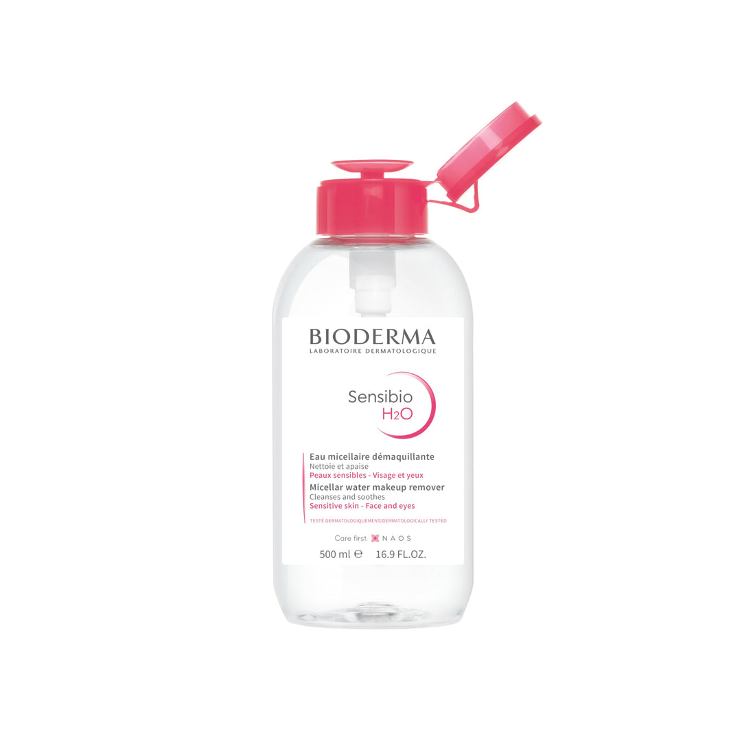 Bioderma Sensibio H2O Micellar Water Pump, Makeup Remover Cleanser, Gentle for Skin, Fragrance-Free & Alcohol-Free, Gentle Face Cleanser for Sensitive Skin, 16.9 Fl Oz