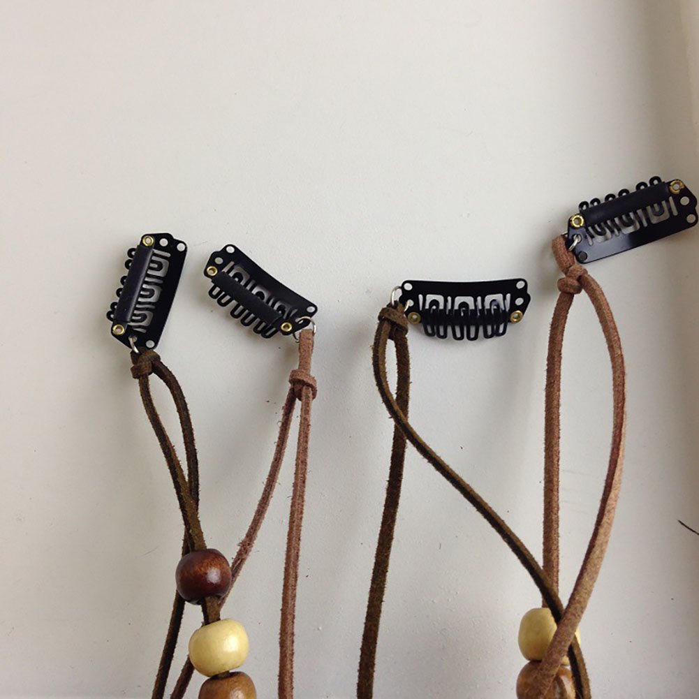 Set of 6 Handmade Boho Hippie Hair Extensions with Feather Clip Comb Hairpin Headdress DIY Accessories for Women Lady Girls