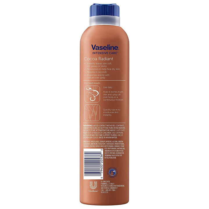 Vaseline, Spray & Go Moisturizer, Cocoa Radiant - 6.5 oz (Pack of 4)