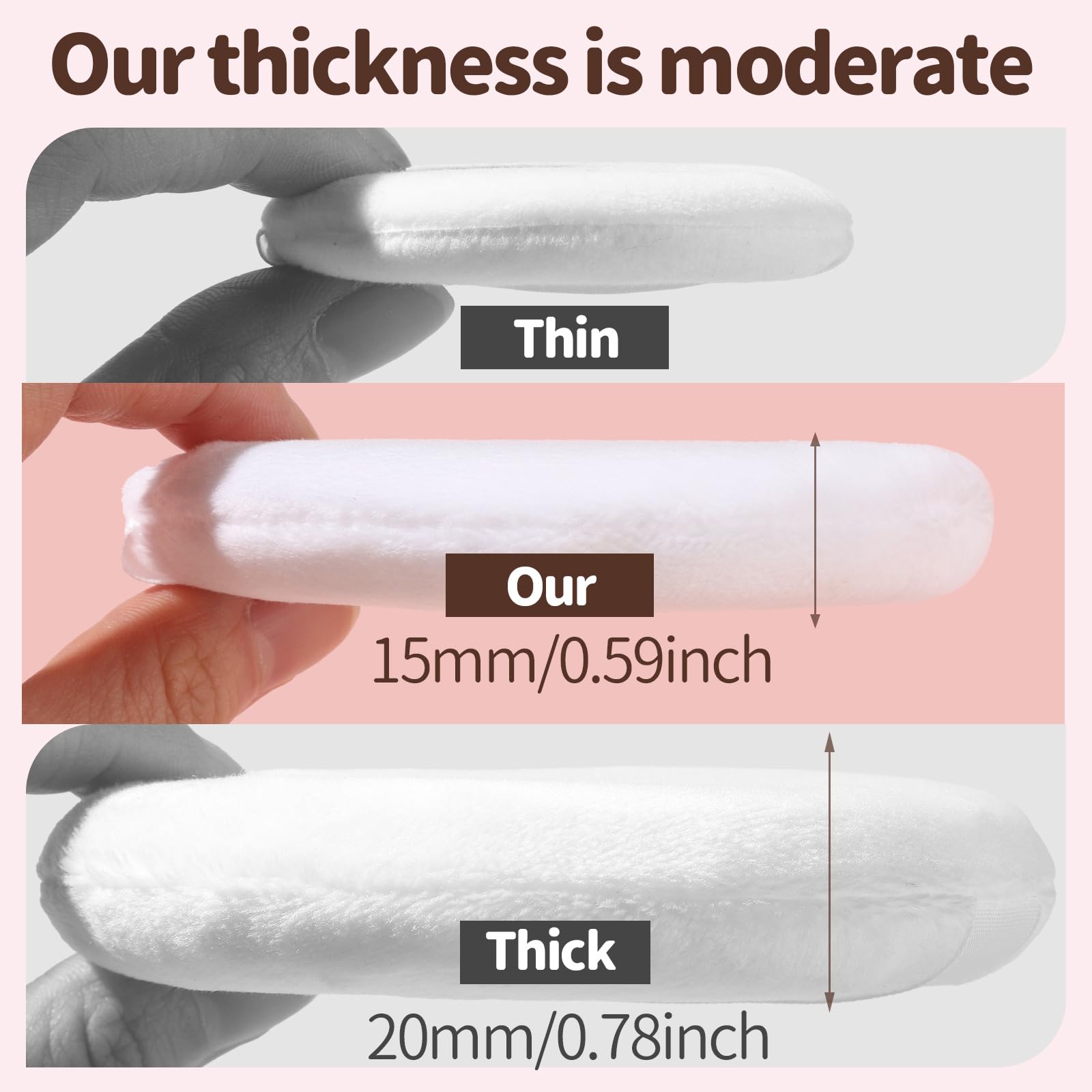 Teenitor 2pcs Powder Puff 3.54inch Medium Body Powder Puff, Powder Puff for Body Powder, Powder Puffs, Soft Velour Powder Puffs, Body Powder Puff and Container White