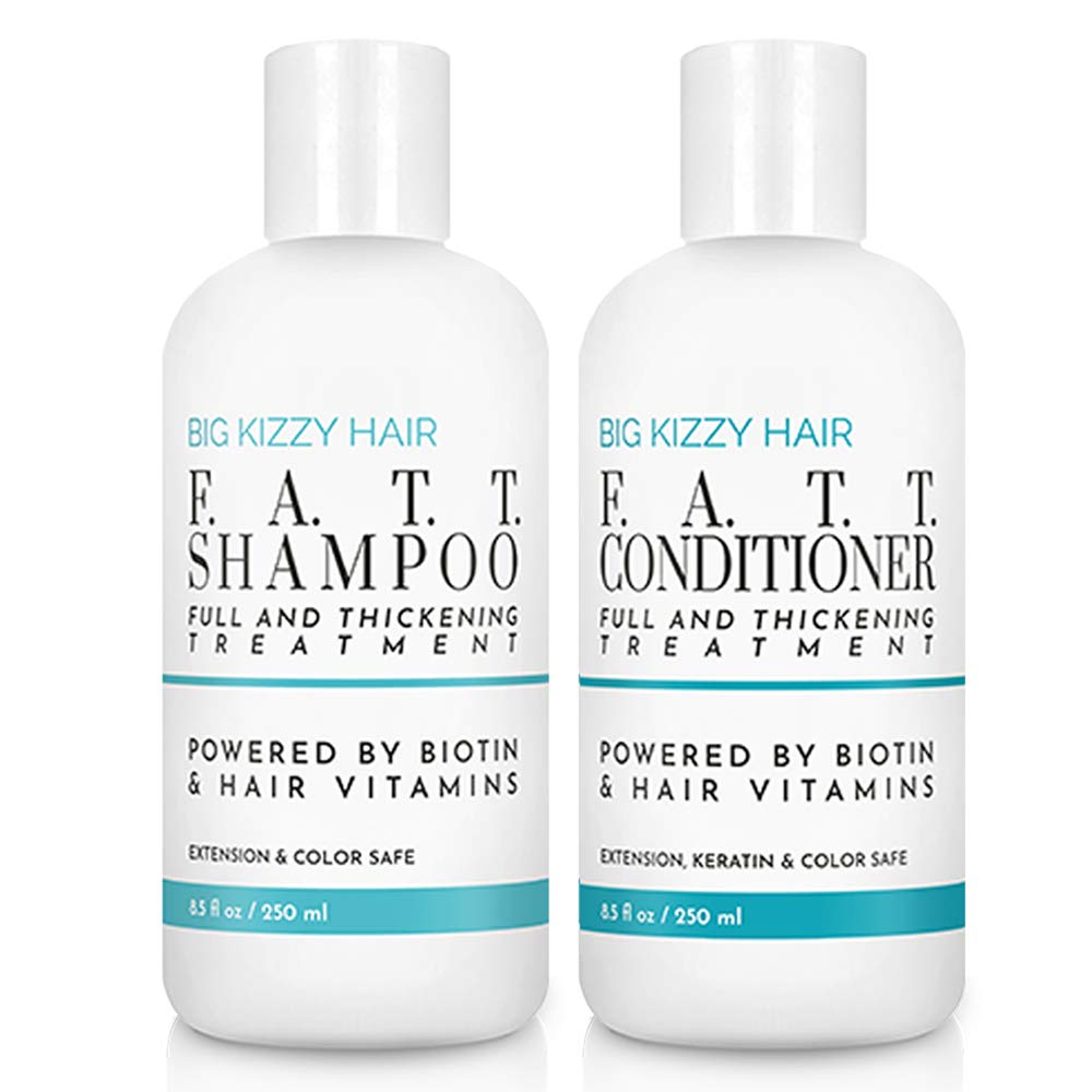BIG KIZZY HAIR Volumizing Biotin Shampoo & Conditioner Set, 8.5oz - Color Keratin Treatment & Hair Extension Safe, Strengthen & Nourish Your Hair, Body Building.