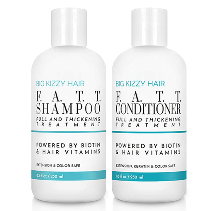 BIG KIZZY HAIR Volumizing Biotin Shampoo & Conditioner Set, 8.5oz - Color Keratin Treatment & Hair Extension Safe, Strengthen & Nourish Your Hair, Body Building.
