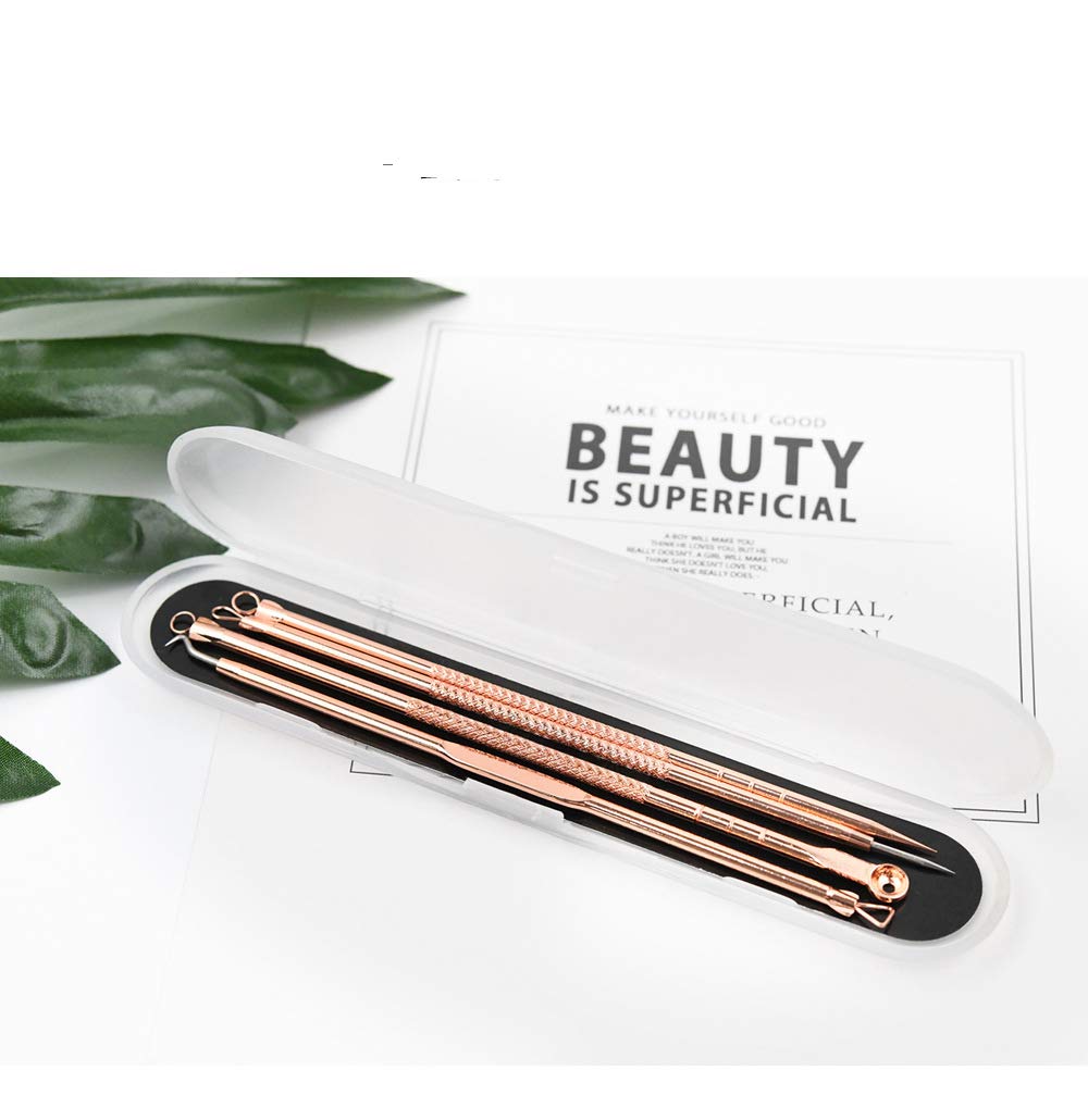 2 Sets(8pcs) Stainless Steel Rose Gold Blackhead Needle Kit Acne Extractor Remover Tool Set Best for Gilrs Women and Men Facial Care Skin Protect