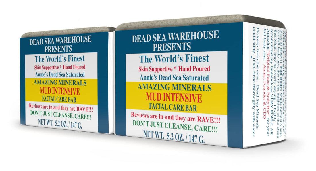 Dead Sea Warehouse – Amazing Minerals Mud Intensive Facial Care Bar – 5.2 OZ – Dead Sea Mud Soap – All Natural – Oily Skin Deep Cleanser – 2-Pack