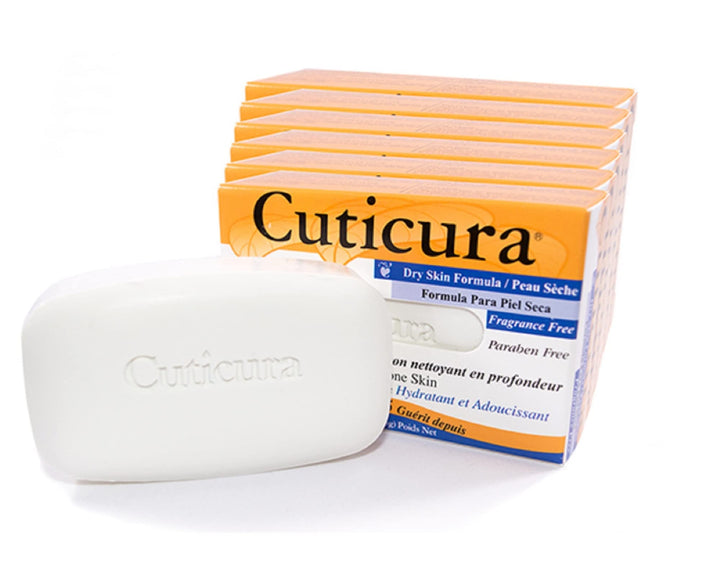 Cuticura Deep Cleansing Face and Body Soap, Dry Skin Formula – Deep Cleansing Bar Soap for Blemish-Prone Skin 3 oz (Pack of 6)