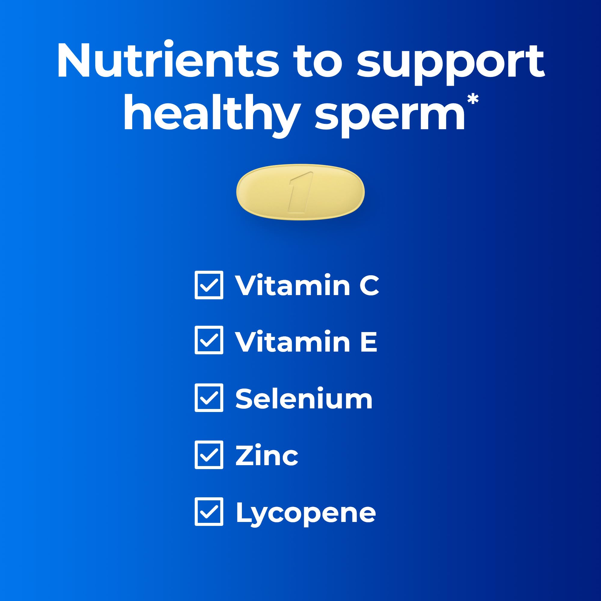 One A Day Men's Pre-Conception Health Multivitamin to Support Healthy Sperm, Supplement for Men with Vitamin C, Vitamin E, Selenium, Zinc, and Lycopene, 30 Count