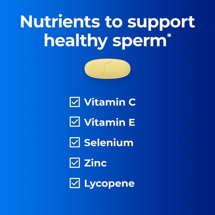 One A Day Men's Pre-Conception Health Multivitamin to Support Healthy Sperm, Supplement for Men with Vitamin C, Vitamin E, Selenium, Zinc, and Lycopene, 30 Count