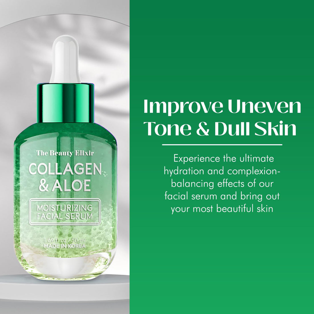 Beauty Elixir Aloe & Collagen Serum For Face - Skin Tightening, Hydrating & Nourishing Anti-Aging Treatment - Clean, Cruelty-Free Korean Skin Care - Dermatologist Tested - 1.69 oz