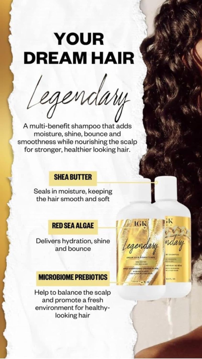 IGK LEGENDARY Dream Hair Shampoo (8 Oz) + IGK Mistress Hydrating Hair Balm (5 Oz) | Hydrated + Shine + Frizz Control | Vegan + Cruelty-Free |