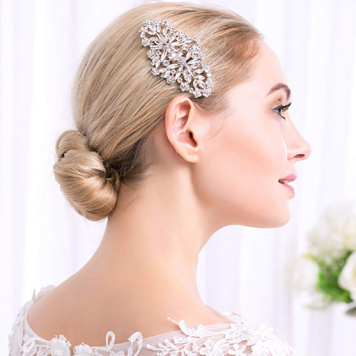 Wedding Hair Comb Glistening Wedding Hair Jewerly for Bride and Bridemaid Side Bridal Comb Sliver Color