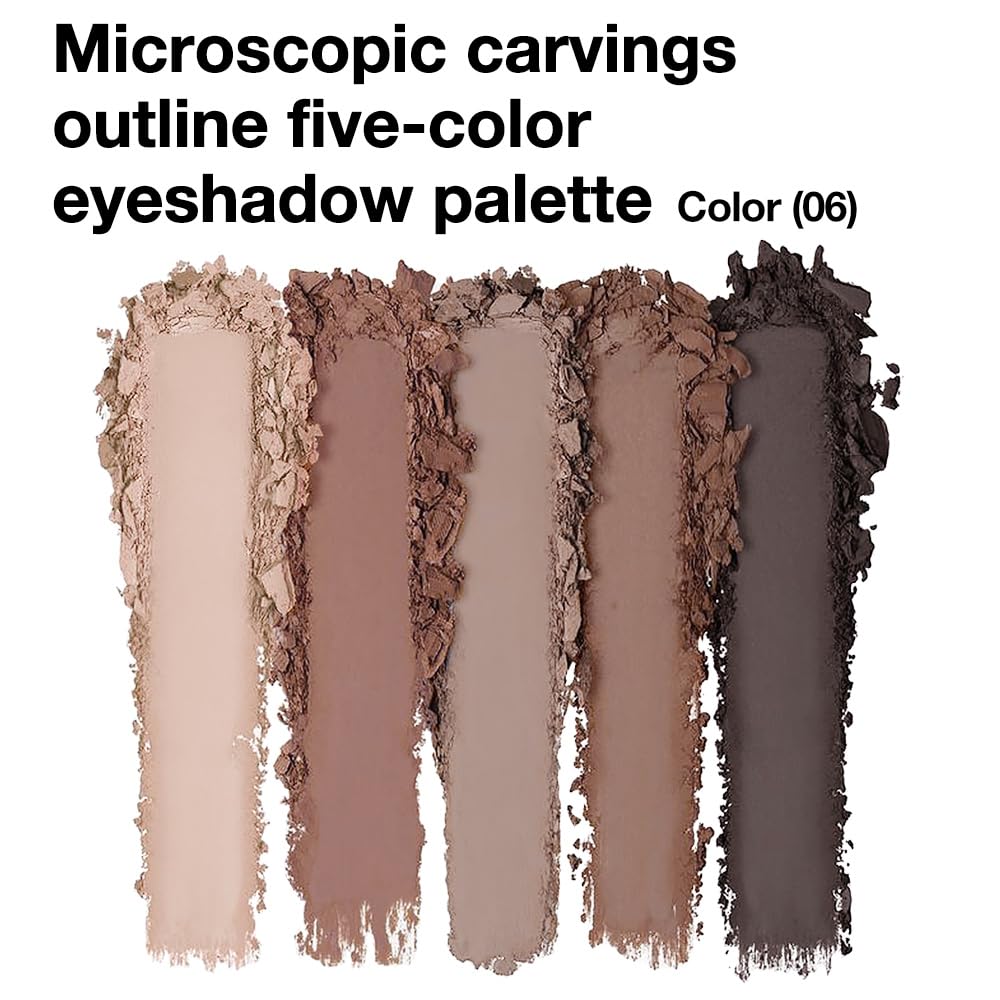 Neutral Nude Brown Eyeshadow Palette Makeup, 5 Colors Velvety Matte Finish, Cool-Toned Nude Taupe Eye Shadows, Natural Everyday to Eye Makeup Looks, for Brown Eyes Long Lasting Naturing-Looking 06#
