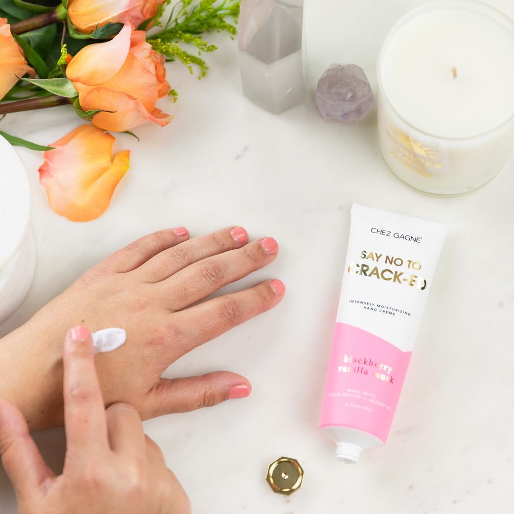 Chez Gagné Intensely Moisturizing Vegan Hand Cream (3.4oz) Jojoba Oil Cocoa Butter- Non-Greasy, Fast-Absorbing, Made In US - Say No To Crack-ed - Hand Crème (3.4oz, Blackberry Vanilla Musk)
