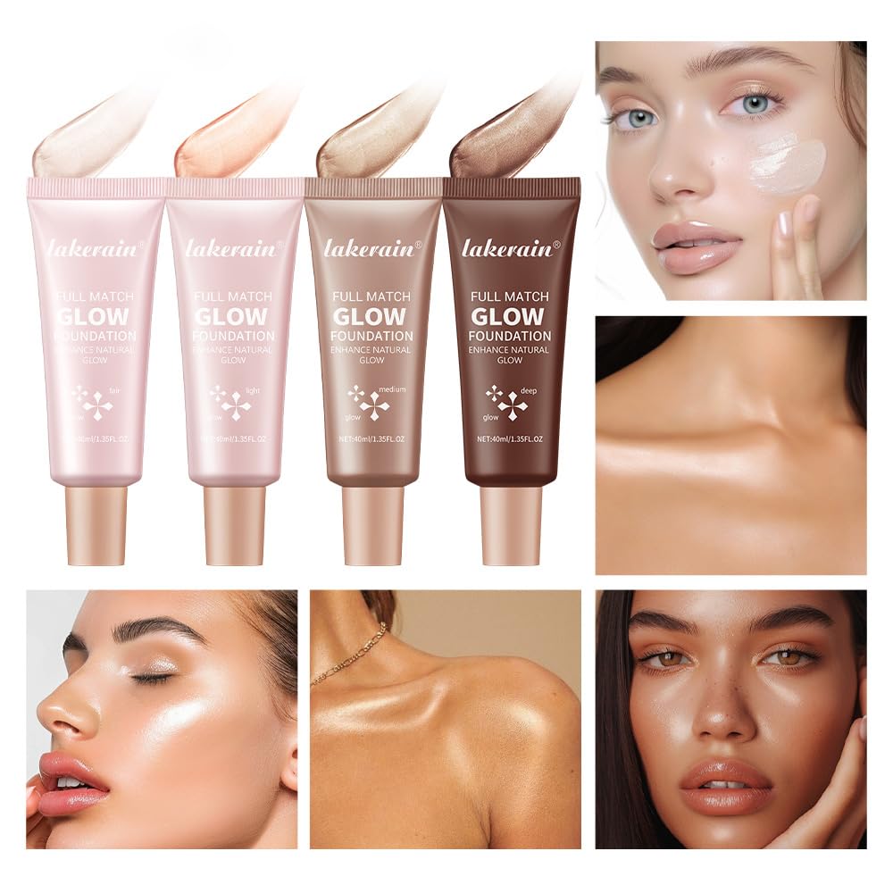 Natural Glow Illuminator Glotion - Glowing, Moisturizing, Lightweight Base, Multi-Purpose - Hydrating & Illuminating Makeup Highlighter for Radiant, Sun-Kissed Look (#4 Deep, 1.35 Fl Oz (Pack of 1))