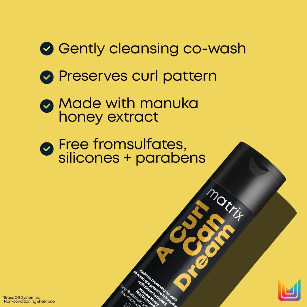 Matrix A Curl Can Dream Co-Wash (Gentle Cleansing Conditioner) For Curly and Coily Hair - Revives Curls Between Washes and Enhances Curl Definition, With Manuka Honey Extract, 10.1 Fl Oz