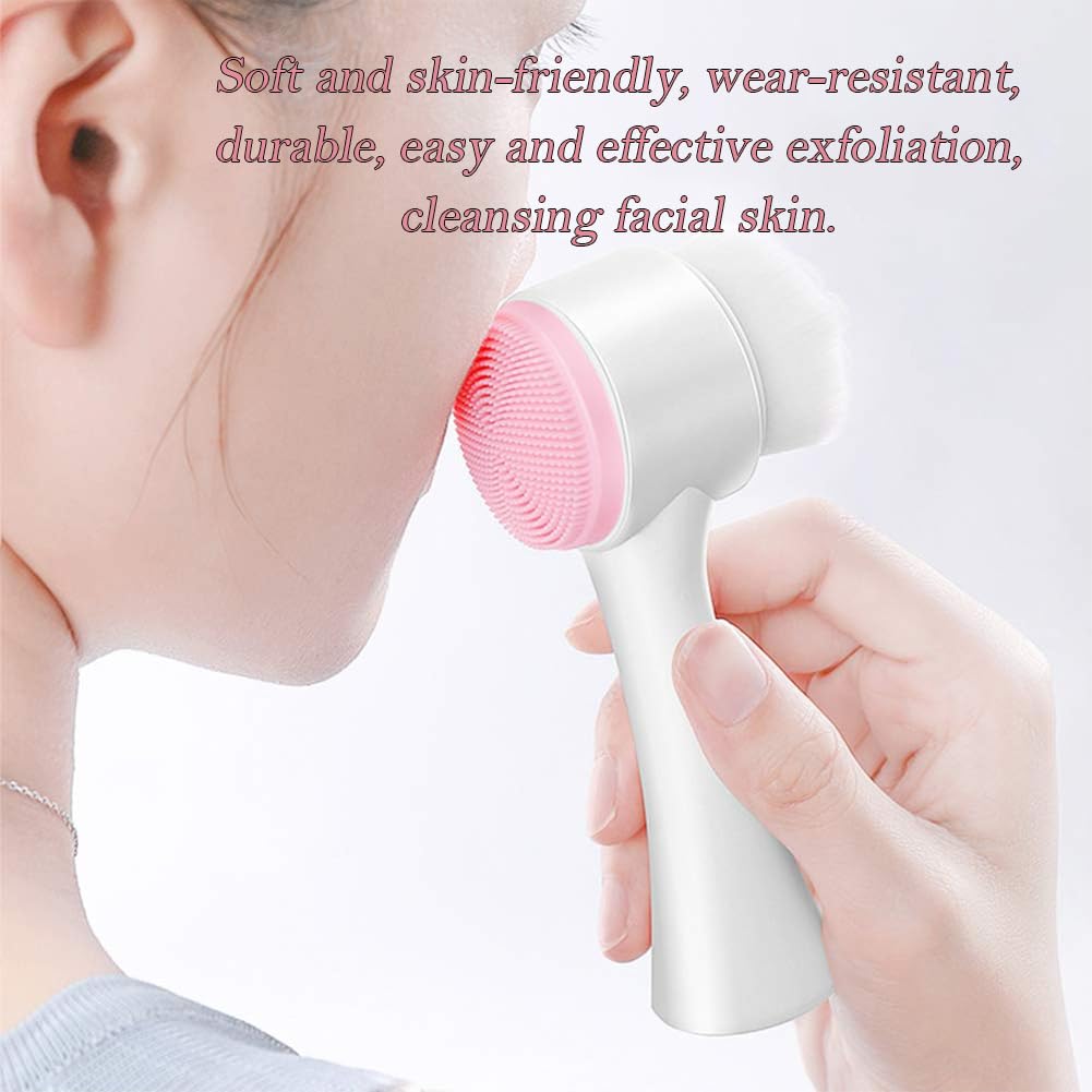 AKOAK 1 Pack Double-sided Cleansing Brush, Silicone Manual Cleansing, Deep Cleansing, for Pore Cleaning, Exfoliating, Blackhead Removal and Massage