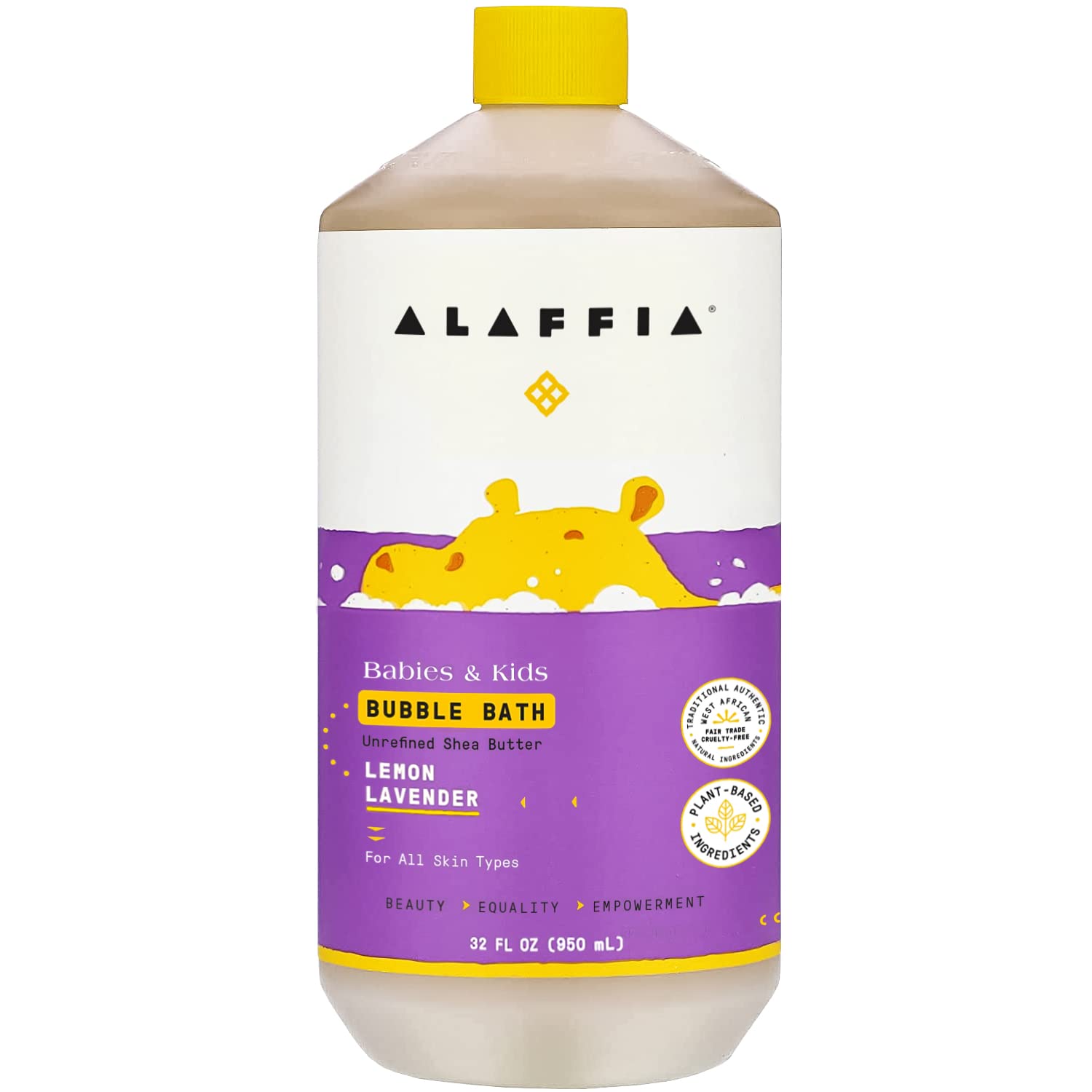 Alaffia - Everyday Shea Bubble Bath, Babies and Kids, Gentle Support to Clean, Moisturize, and Calm with Shea Butter, Lemon Extract, and Lavender Oil, Fair Trade, Lemon Lavender, 32 Ounces