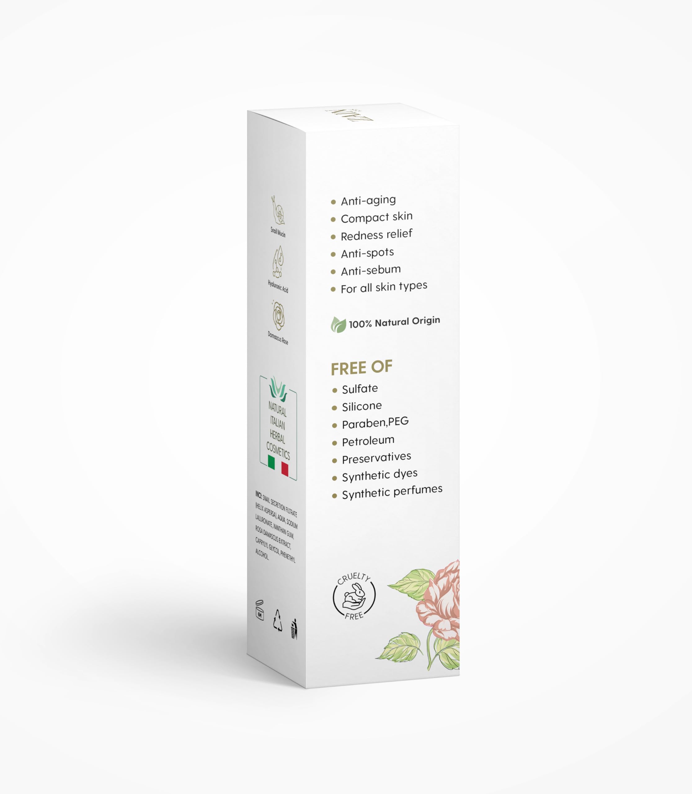 ZAIN1 Snail Mucin Regenerating Face Serum with Hyaluronic Acid and Damascus Rose for Anti-Aging, Hydration and Radiance