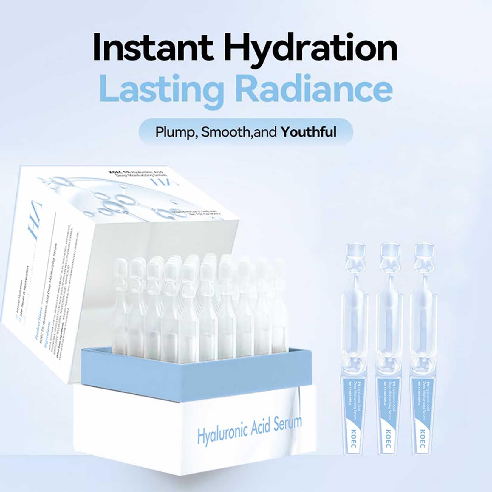 3% Hyaluronic Acid Serum, 30Pcs Hyaluronic Acid Tubes Ultra-Hydrating Vials, Ordinary Single-Use Hyaluronic Acid Tubes Vials, Nature Perfection Deep Hydration Moisturizing Face Skin Care