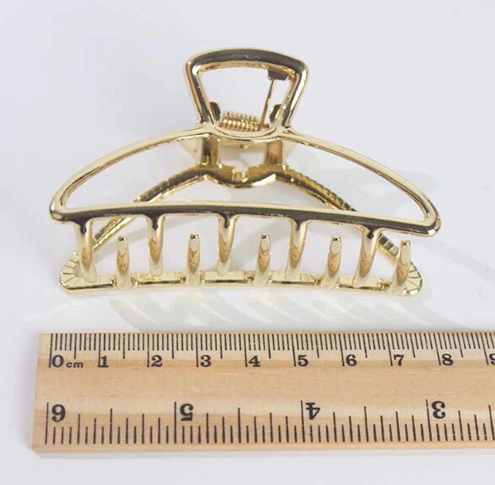 Suoirblss Vintage Metal Claw Hair Clip Women Fashion Retro Hair Catch Barrette Hair UpdoClaw Clip Jaw Clips for Thick Hair (Gold)