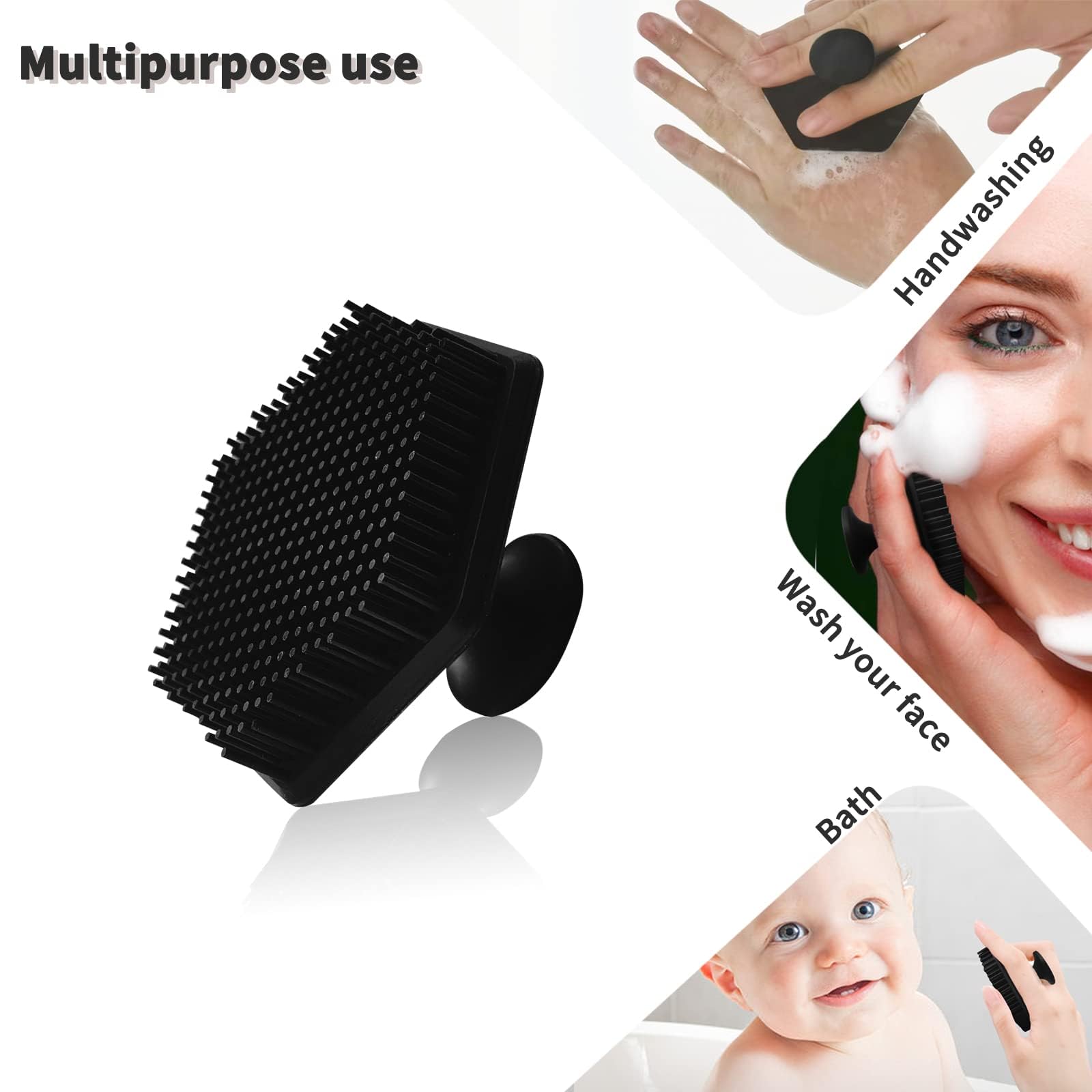 VWMYQ Face Scrubber, Silicone Face Scrubber for Men, Gentle Exfoliator Pad & Massager, Facial Cleansing/Wash Brush - Removes Dead & Dry Skin(Black)
