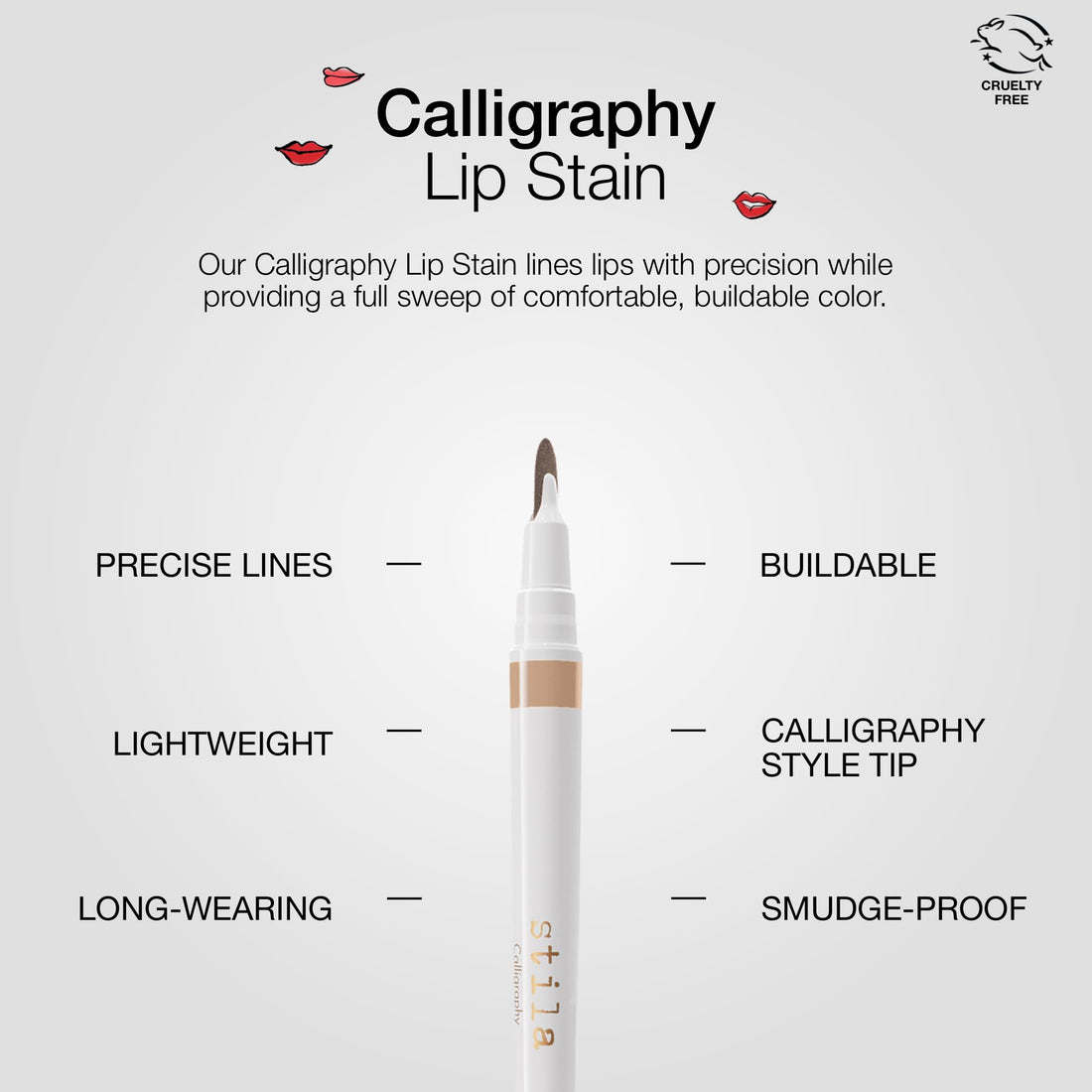 stila Calligraphy Lip Stain, Long-Lasting Tint, Moisturizing, Transfer-Proof, Lightweight, Sheer Buildable Color, Fades to a Natural Wash of Color, Hillary, .22 Fl. Oz.
