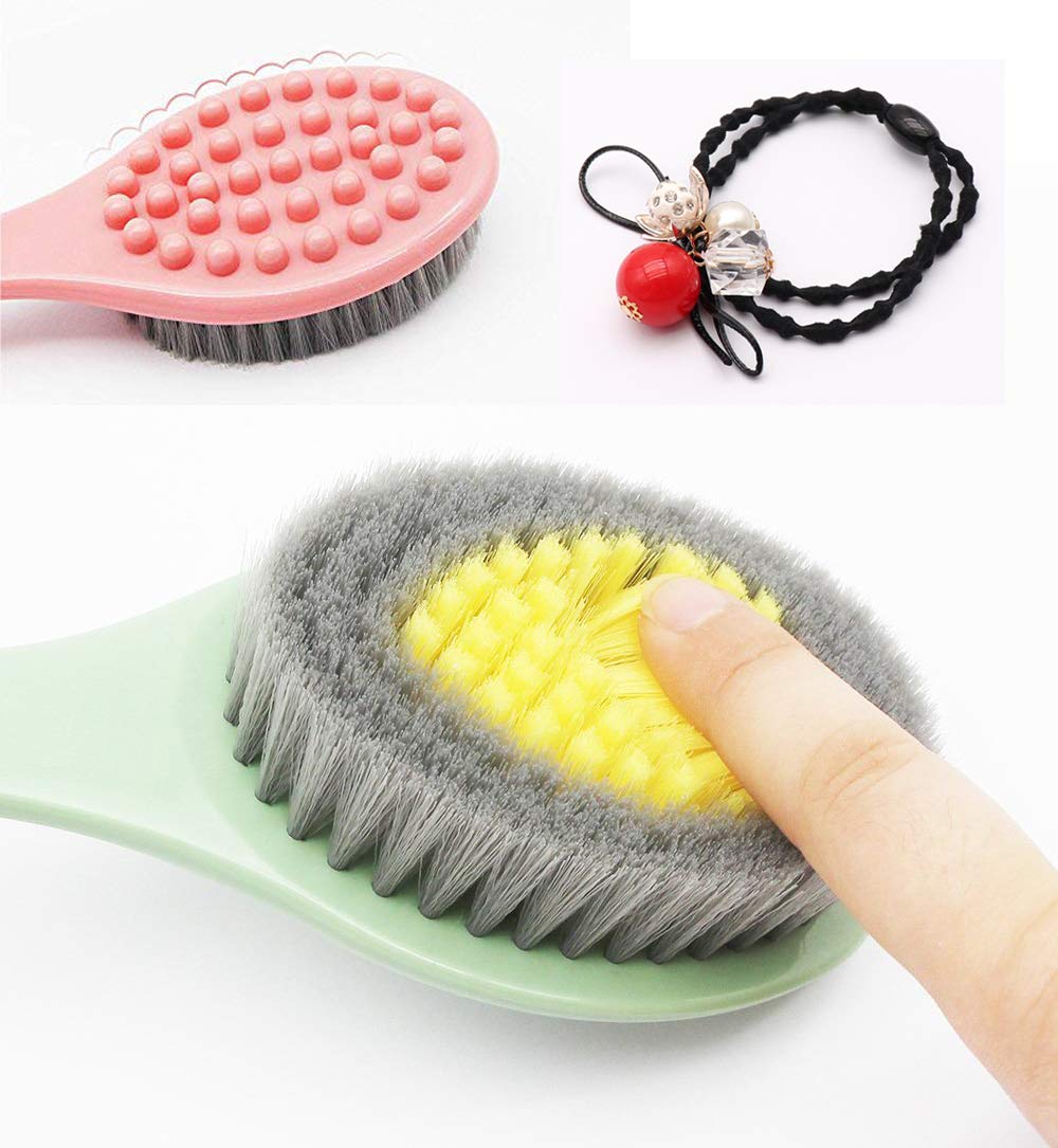 QiCheng&LYS long handle bath brush, soft and comfortable massage brush bath brush - 14 inches (green and Pink)