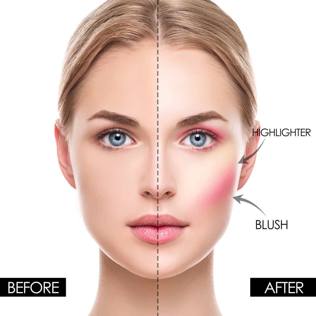 FOCALLURE Blush and Highlighter Palette,3 in 1 Makeup Powder, Cruelty-Free Matte, Shimmer Illuminator for a Glowing Look,#03